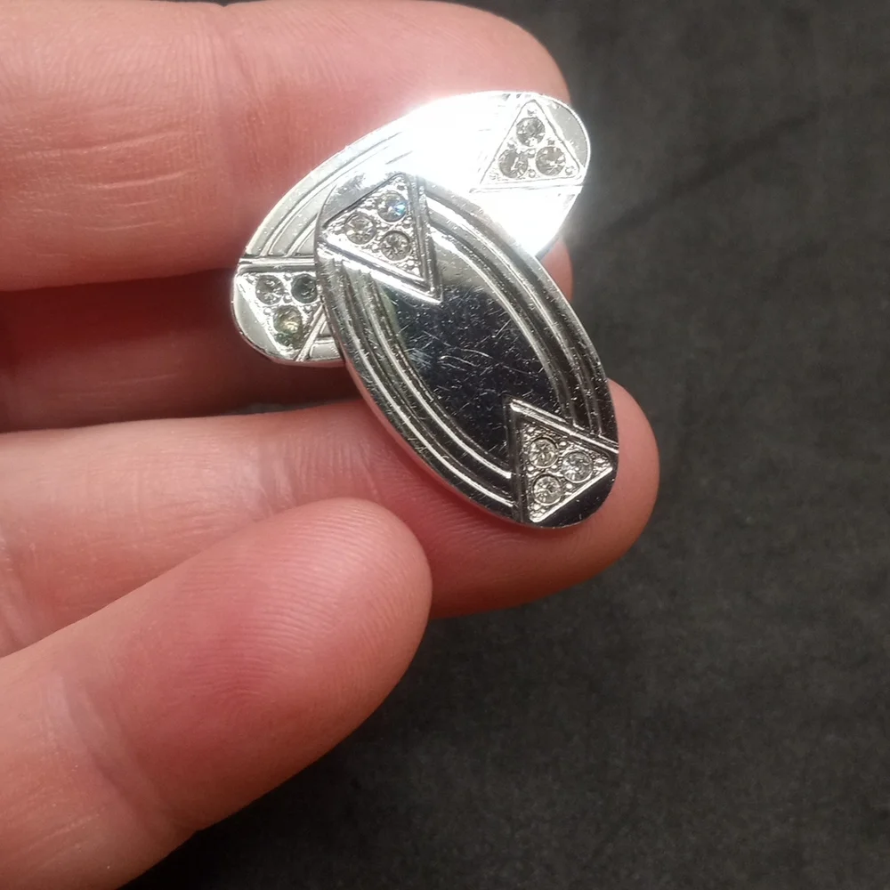 Sophisticated Silver Cufflinks with Sparkly Stones And Designs